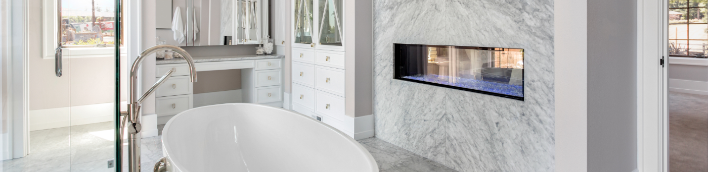 Laminate countertop with quartz edge detail in InteriorWorx bathroom remodel