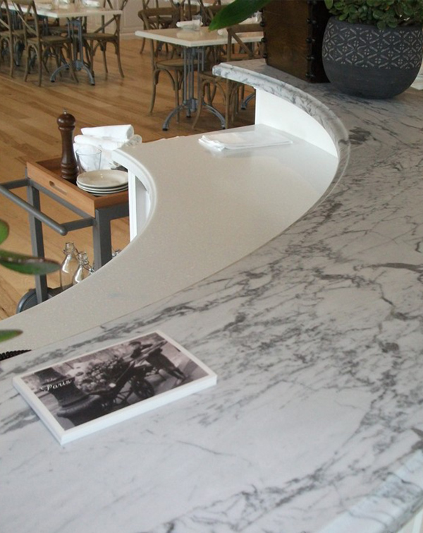 Local restaurant countertops remodel quartz countertops installed by InteriorWorx Countertops