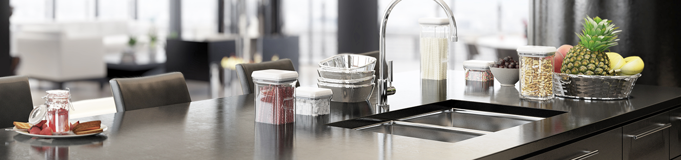 Solid-surface countertops installed by InteriorWorx Countertops